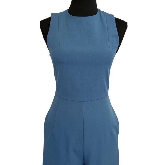 SLNGHR Womens XS Sleeveless Jumpsuit Slate Blue Straight Leg Pockets Corpcore UK - Picture 4 of 11